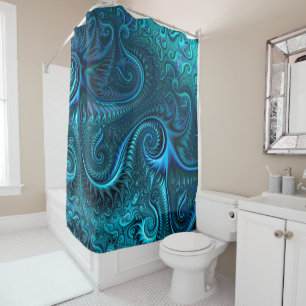 Cortina De Ducha Patrón espiral de los tentáculos de pulpo azul y V