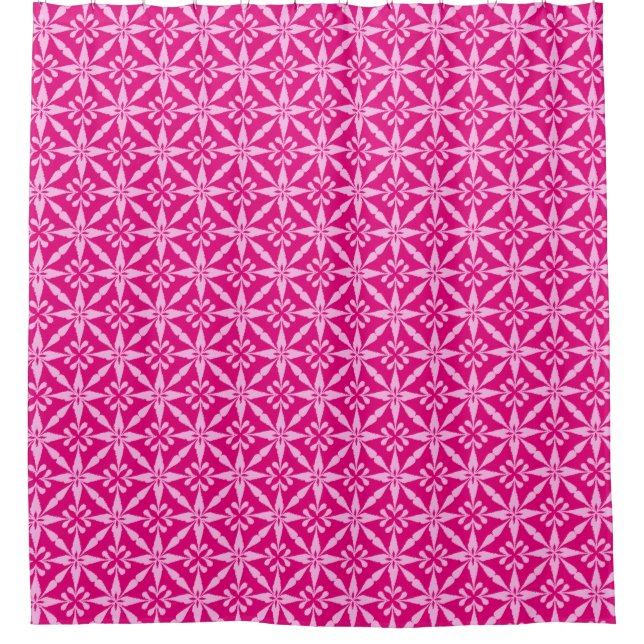 Cortina De Ducha Patrón Estrella Ikat - Rosa Fuchsia (Anverso)
