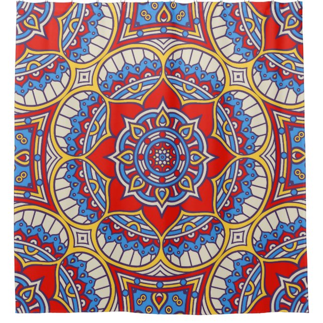 Cortina De Ducha Patrón étnico floral, sin fisuras bohemias. (Anverso)