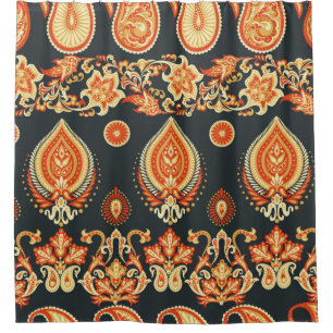 Cortina De Ducha Patrón étnico oriental Paisley Floral. A sin incon