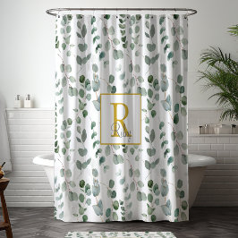 Cortina De Ducha Patrón Eucalyptus Monograma
