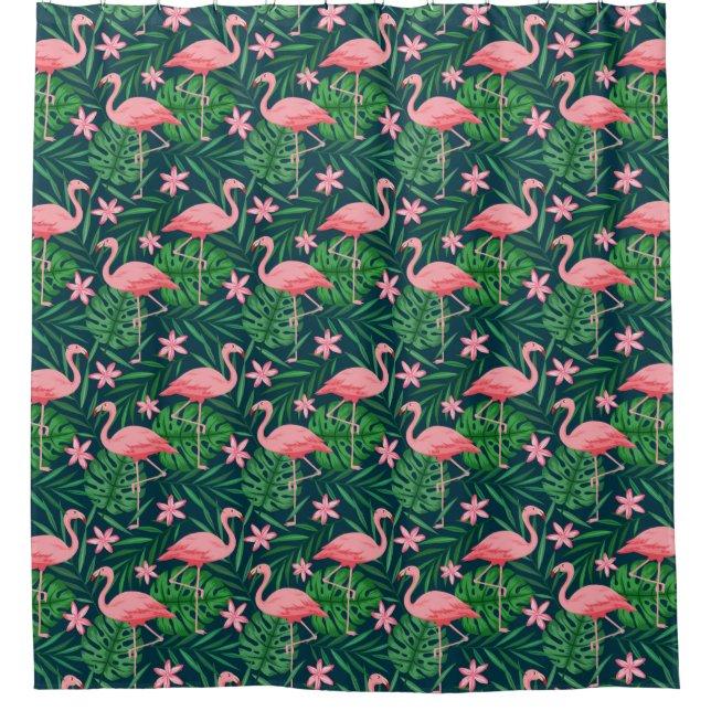 Cortina De Ducha Patrón Flamingo (Anverso)