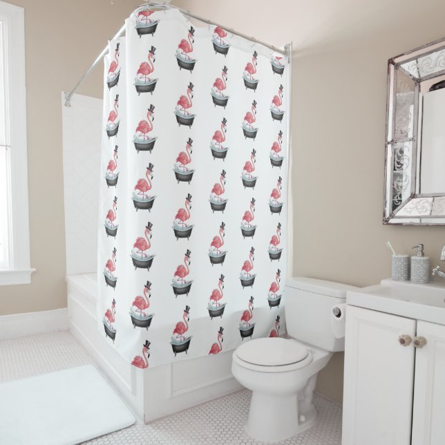 Cortina De Ducha Patrón Flamingo personalizado (In situ)