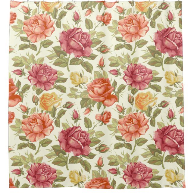 Cortina De Ducha Patrón floral (Anverso)