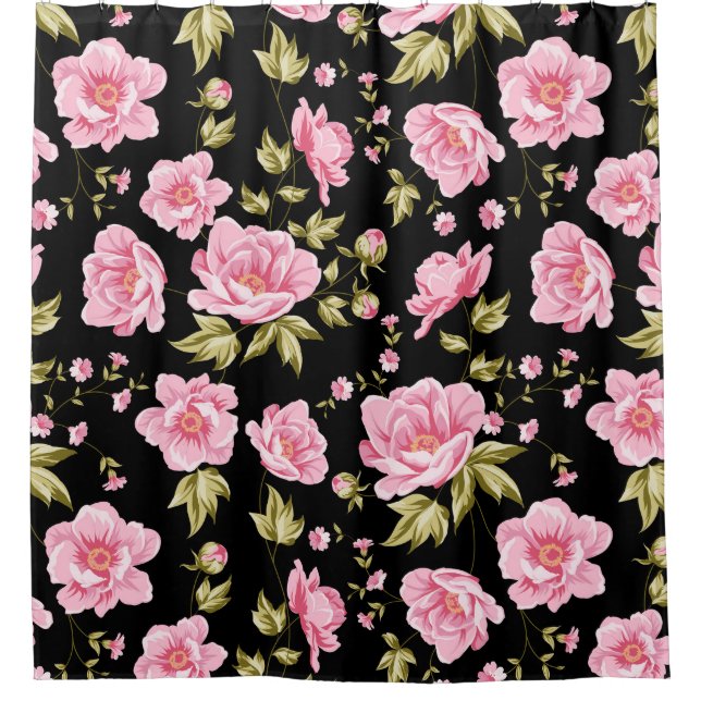 Cortina De Ducha Patrón floral (Anverso)