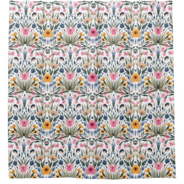 Cortina De Ducha Patrón floral (Anverso)