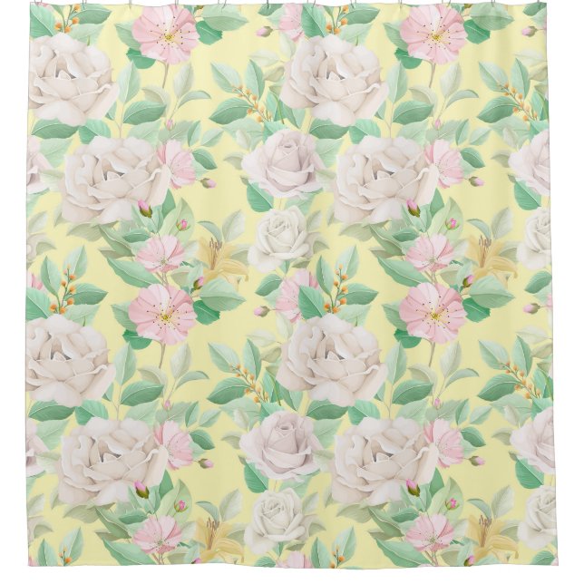 Cortina De Ducha Patrón floral (Anverso)