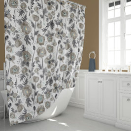 Cortina De Ducha Patrón floral acuarela de Poppies