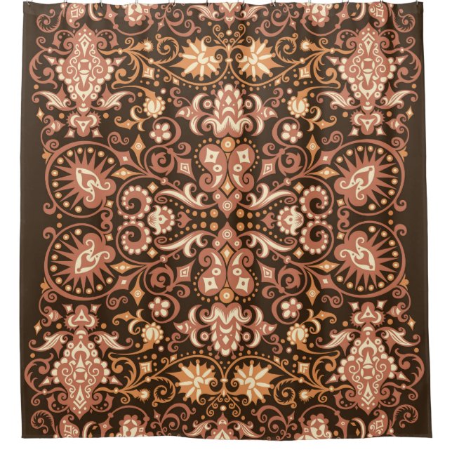 Cortina De Ducha Patrón floral arabesco incomparable. Estilo Art De (Anverso)