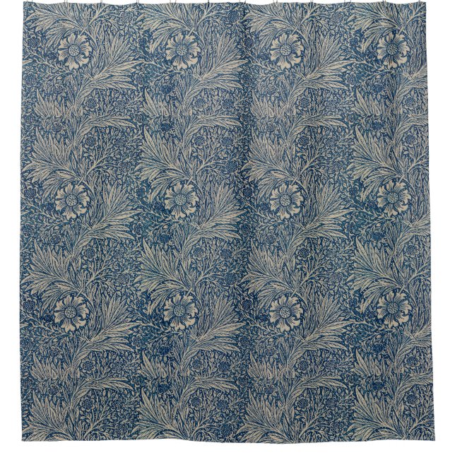 Cortina De Ducha Patrón floral azul de William Morris (Anverso)