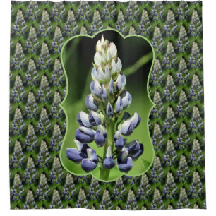 Cortina De Ducha Patrón floral de altramuz púrpura silvestre