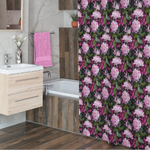 Cortina De Ducha Patrón floral de crisantemas rosados