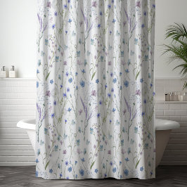 Cortina De Ducha Patrón floral de flor salvaje de Bonito púrpura az