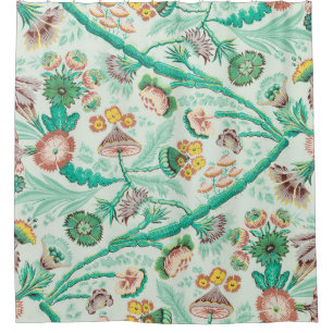Cortina De Ducha Patrón floral de flores y follaje vintage