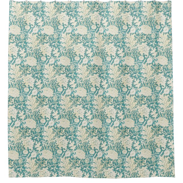Cortina De Ducha Patrón floral de John Henry Dearle Aqua (Anverso)