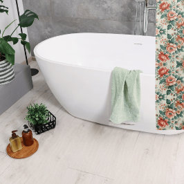 Cortina De Ducha Patrón floral de la cabaña de campo