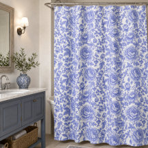 Patrón Floral de Toile Francés Azul