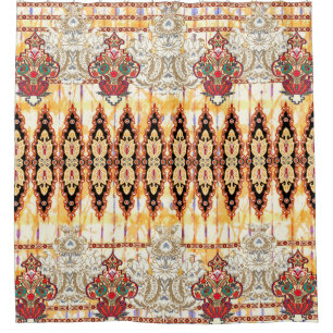 Cortina De Ducha Patrón floral hongo étnico sin foco