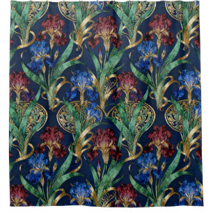 Cortina De Ducha Patrón floral intrincado con lirios