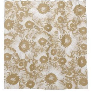 Cortina De Ducha Patrón floral Pastel Gris Light Brown