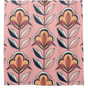 Cortina De Ducha patrón floral retro transparente