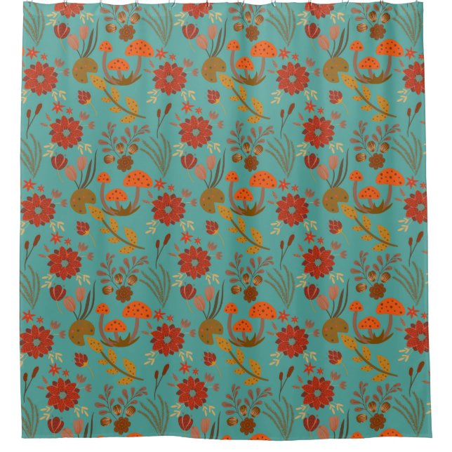 Cortina De Ducha Patrón floral único (Anverso)