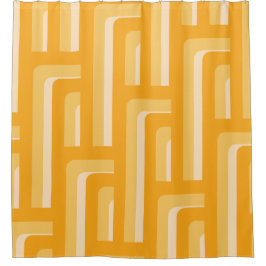 Cortina De Ducha Patrón geométrico amarillo