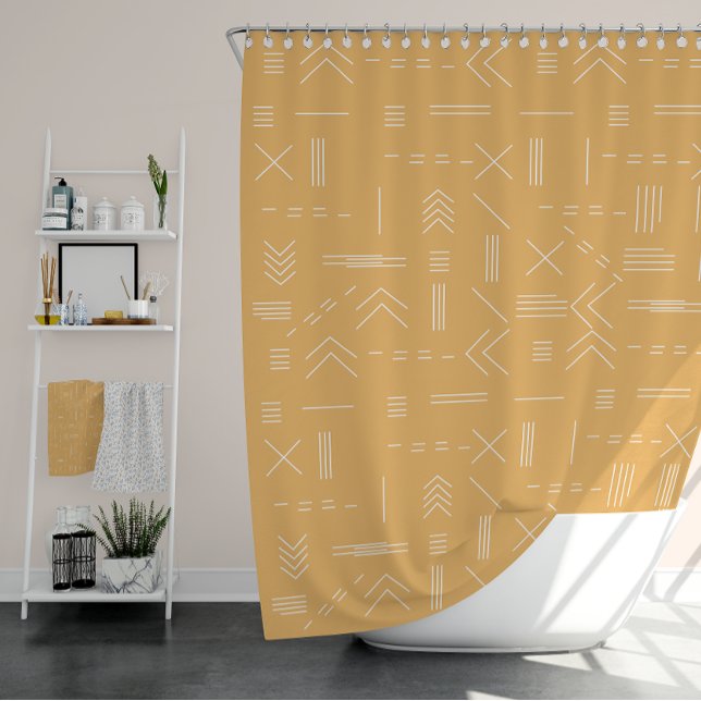 Cortina De Ducha Patrón geométrico amarillo moderno y grandioso (Yellow Modern Gorgeous Geometric Pattern Shower Curtain)