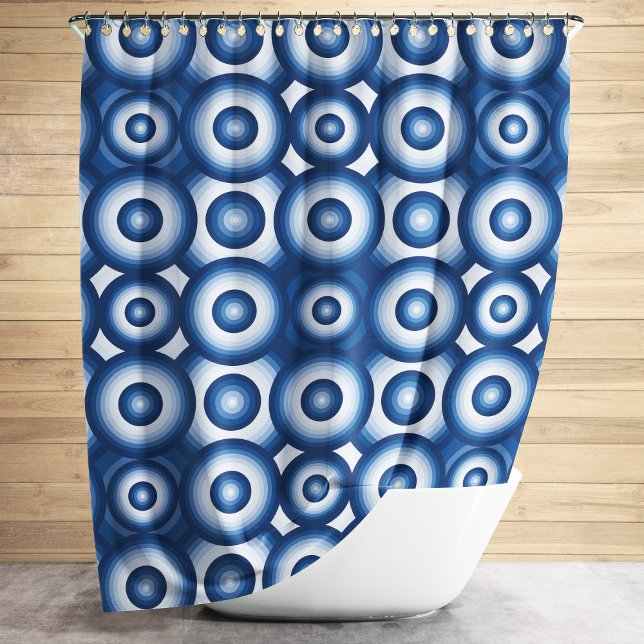 Cortina De Ducha Patrón geométrico azul moderno (Modern Blue Geometric Pattern Shower Curtain)