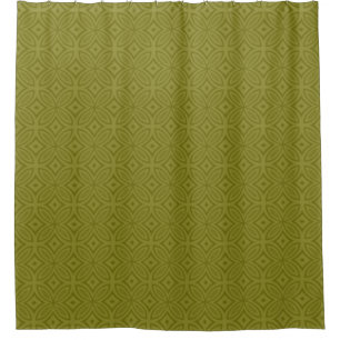 Cortina De Ducha Patrón geométrico de retro verde oliva de dos tono
