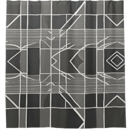 Cortina De Ducha Patrón geométrico Gris moderno y elegante