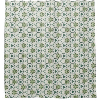 Cortina De Ducha Patrón geométrico lirio blanco y verde