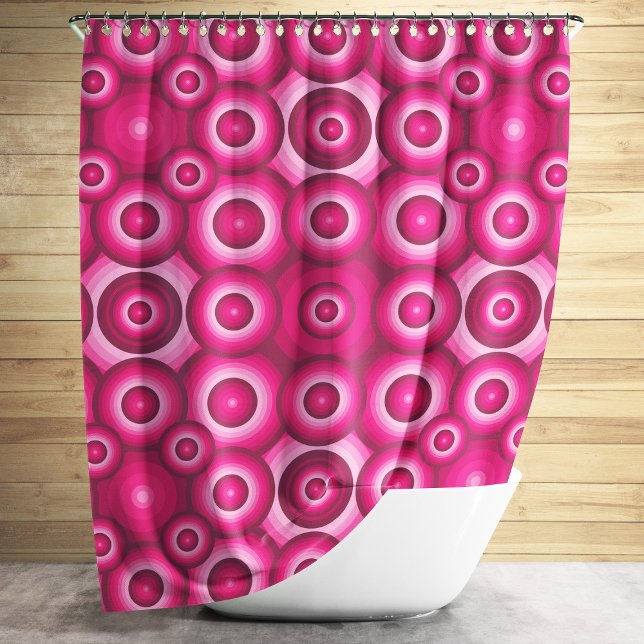 Cortina De Ducha Patrón geométrico monocromo rosa moderno (Modern Pink Geometric Pattern Shower Curtain)