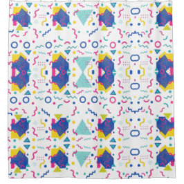 Cortina De Ducha Patrón geométrico retro memphis