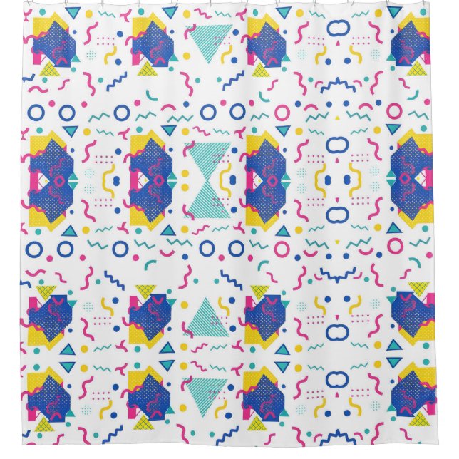 Cortina De Ducha Patrón geométrico retro memphis (Anverso)