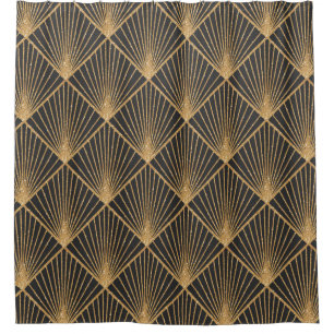 Cortina De Ducha Patrón Geométrico Sin Marea Art Deco. Elegante Wal