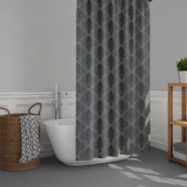 Cortina De Ducha Patrón Gótico Gris Negro Damask