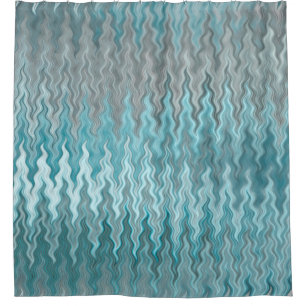 Cortina De Ducha Patrón gris gris color turquesa con curvatura ondu