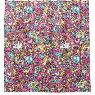 Cortina De Ducha Patrón Hippie brillante