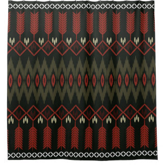Cortina De Ducha Patrón Ikat: Ornamento Étnico Geométrico