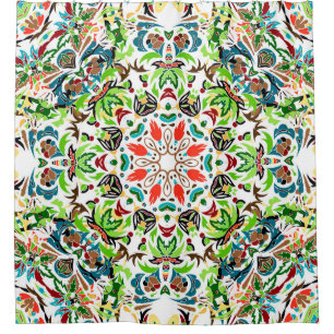 Cortina De Ducha patrón impecable con adorno floral brillante. Vin