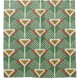 Cortina De Ducha patrón inestable verde con líneas y geometría sha