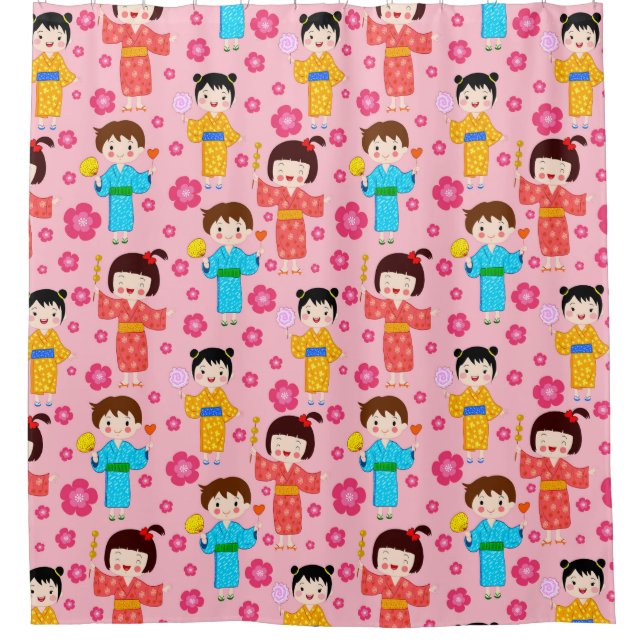 Cortina De Ducha Patrón infantil adorable (Anverso)