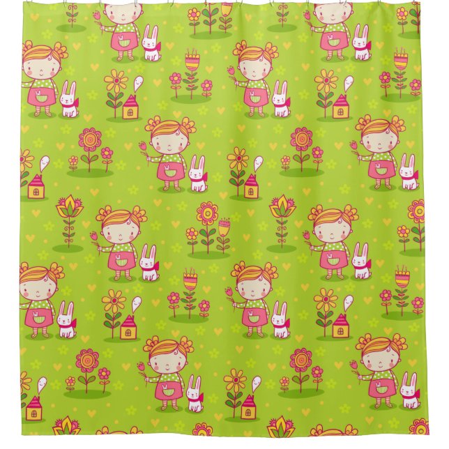 Cortina De Ducha Patrón infantil adorable (Anverso)