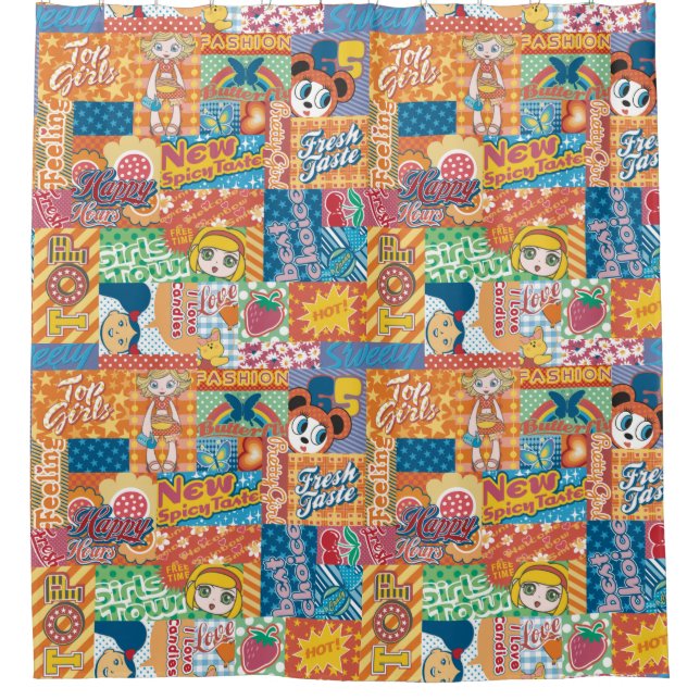 Cortina De Ducha Patrón infantil adorable (Anverso)