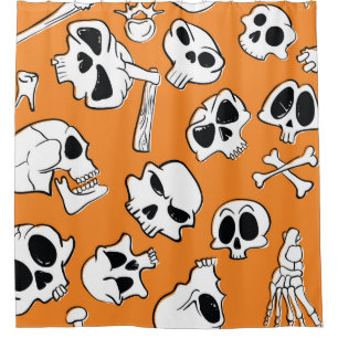 Cortina De Ducha Patrón ininterrumpido de Halloween con cráneos y h