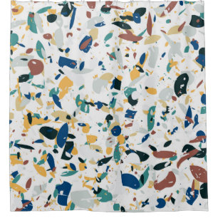 Cortina De Ducha Patrón ininterrumpido de Terrazzo. Diseño abstra