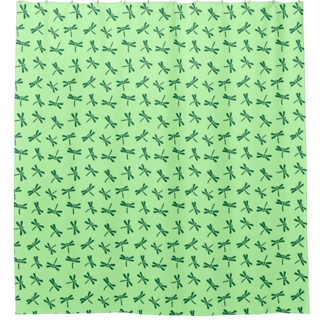 Cortina De Ducha Patrón japonés de libélula, verde de jade luz (Anverso)