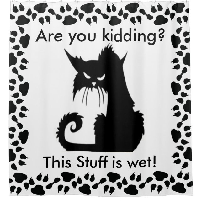 Cortina De Ducha Patrón Kitty enojado (Anverso)
