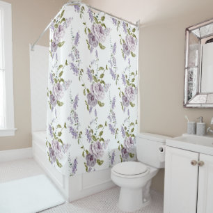 Cortina De Ducha Patrón Lilac púrpura de bonito
